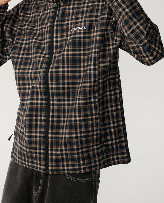 Rip Curl Archive DWR Plaid Jacket Plaid shirt with a brand logo on a gray background