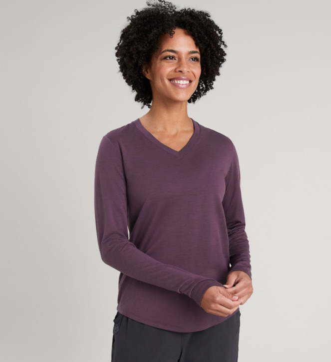 Kathmandu 100% Merino Long Sleeve V Neck Top