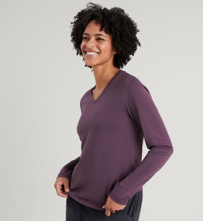 Kathmandu 100% Merino Long Sleeve V Neck Top