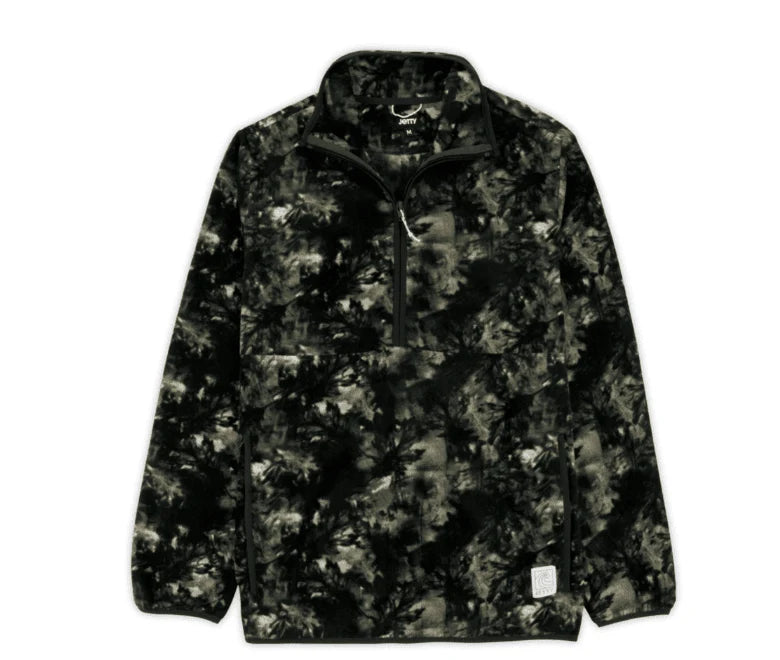 A charcoal coloured camo fleece