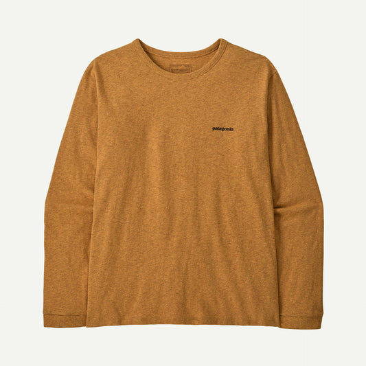 A mango coloured long sleeve shirt on a white background