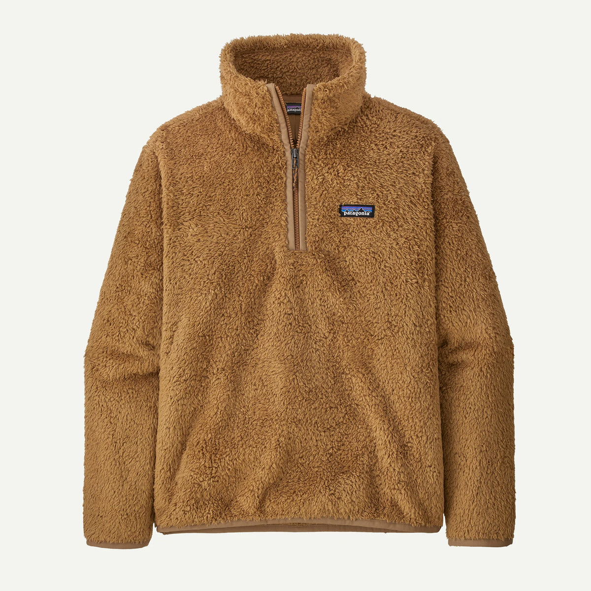 A brown fuzzy 1/4 zip fleece 