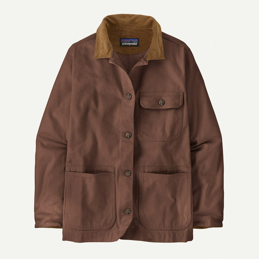 Patagonia Point Reyes Canvas Jacket women's brown canvas jacket with corduroy collar.