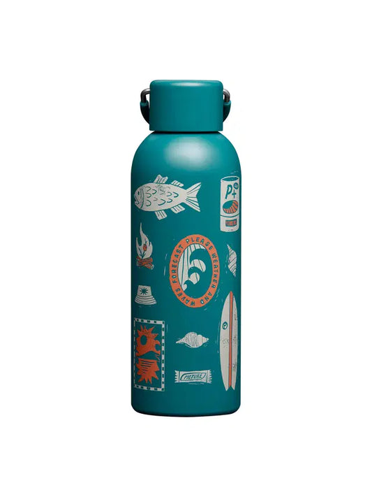 Picture Organic Hampton Water Bottle with fish in blue. 