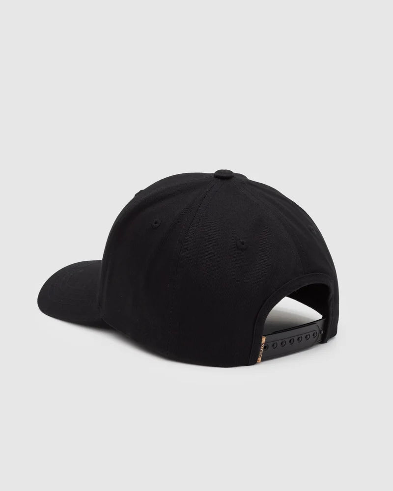 Tentree Parks Souvenir Elevation Hat A black baseball cap shown from a rear three-quarter angle on a light gray background.