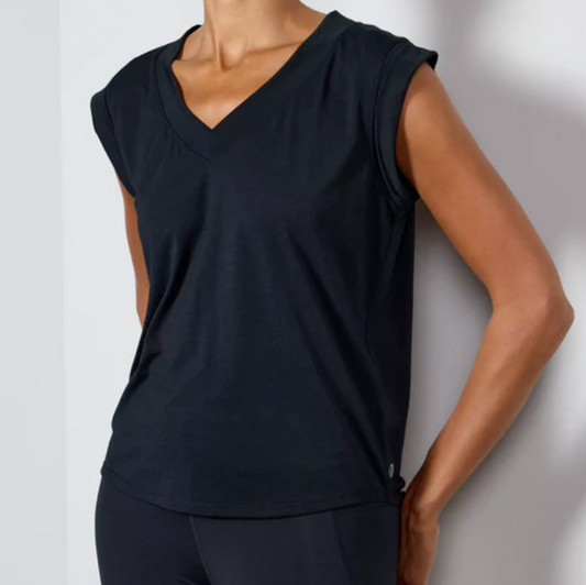 MPG Dynamic V Neck Cap Sleeve T Shirt