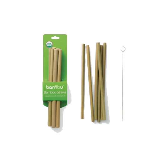 Bambu Bamboo Straw Set of 6
